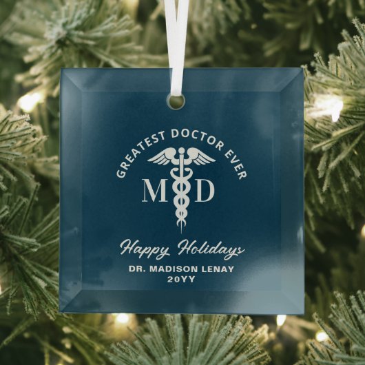 医エレガント医のクリパーソナライズされたスマス ガラスオーナメント (インサイチュ)