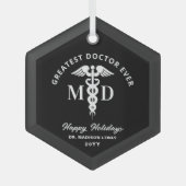 医エレガント医のクリパーソナライズされたスマス ガラスオーナメント (正面)