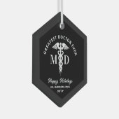 医エレガント医のクリパーソナライズされたスマス ガラスオーナメント (正面右)