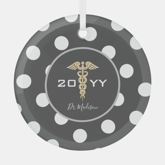 医エレガント医医療パーソナライズされた ガラスオーナメント (正面)