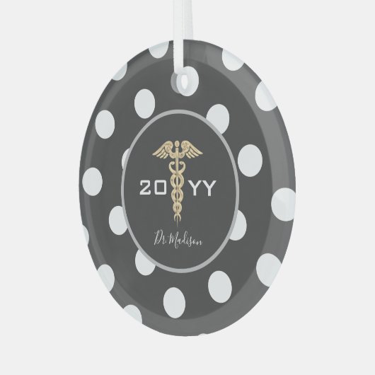 医エレガント医医療パーソナライズされた ガラスオーナメント (正面左)