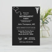 医エレガント師の退職パーティーの白黒 招待状 (スタンド正面)