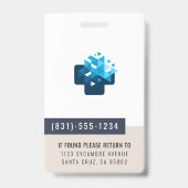 医カスタム療スタッフの写真ID（QRおよびバーコード付き） バッジ (Back)