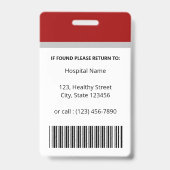 医カスタム療プロフェッショナル赤写真ID バッジ (裏面)