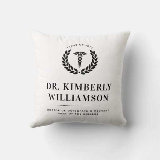 医パーソナライズされたモダン学校の卒業 クッション (裏面)