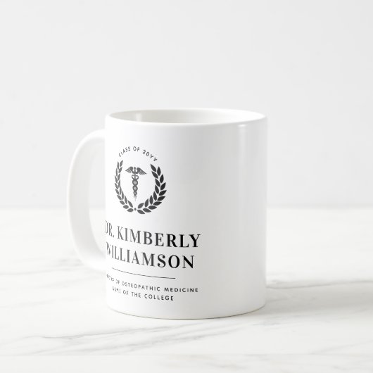 医パーソナライズされたモダン学校の卒業 コーヒーマグカップ (正面左)