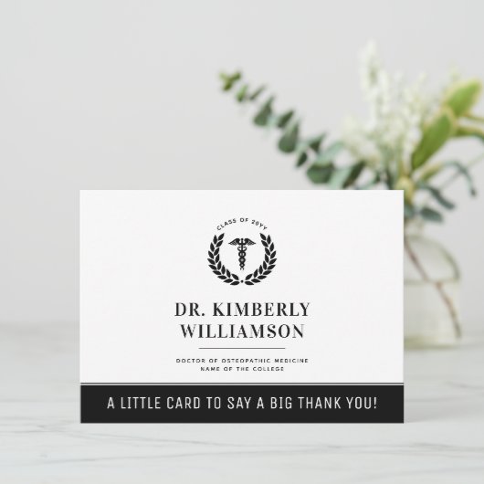 医パーソナライズされたモダン学校の卒業 サンキューカード (スタンド正面)