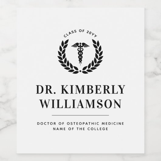 医パーソナライズされたモダン学校の卒業 ワインラベル (シングルラベル)