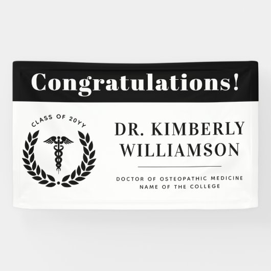 医パーソナライズされたモダン学校の卒業 横断幕 (横)