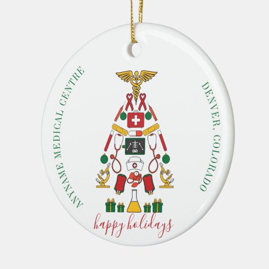 医パーソナライズされた企業の療センターナース医師 セラミックオーナメント (左)