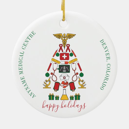 医パーソナライズされた企業の療センターナース医師 セラミックオーナメント (裏面)