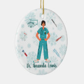 医パーソナライズされた医、外科医クリスマス セラミックオーナメント (右)