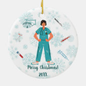 医パーソナライズされた医、外科医クリスマス セラミックオーナメント (裏面)