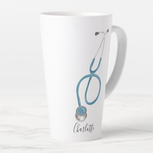 医パーソナライズされた学院聴診器 カフェラテマグ (右アングル)