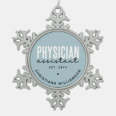 医パーソナライズされた師助手PA卒業 スノーフレークピューターオーナメント (正面)