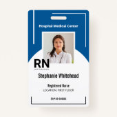 医パーソナライズされた療職員の写真ID王室の青 バッジ (正面)
