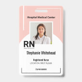 医パーソナライズされた者の写真IDピンク バッジ (正面)