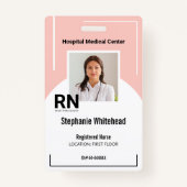 医パーソナライズされた者の写真IDピンク バッジ (正面)