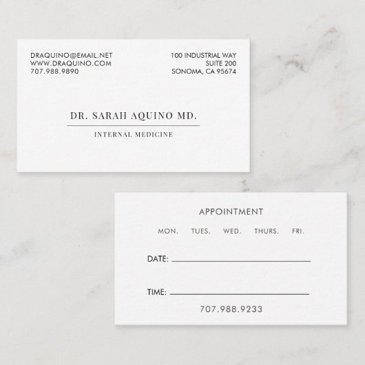 医ミニマル医ビジネスとアポイントメント 名刺 (正面/裏面)