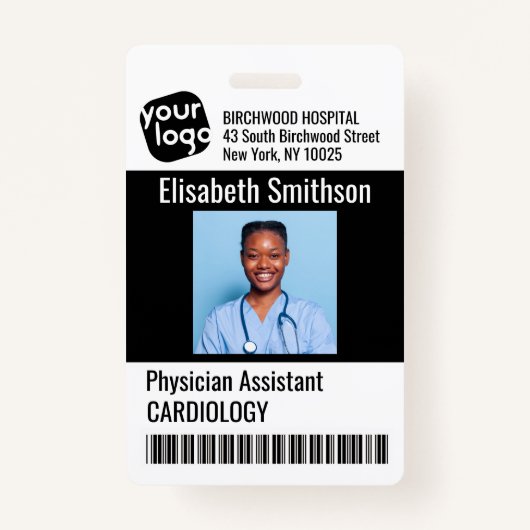 医モダンパーソナライズされた医アシスタントIDカード バッジ (正面)