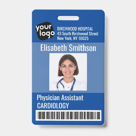 医モダンパーソナライズされた医アシスタントIDカード バッジ (正面)