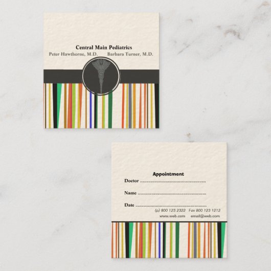 医モダン医が小児科アポイントメント 予約カード (正面/裏面)