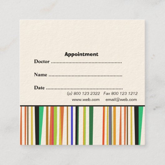 医モダン医が小児科アポイントメント 予約カード (裏面)