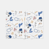 医モダン医ナースパターン フリースブランケット (正面(横))