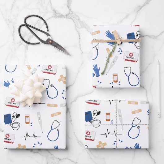医モダン医ナースパターン ラッピングペーパーシート (正面)