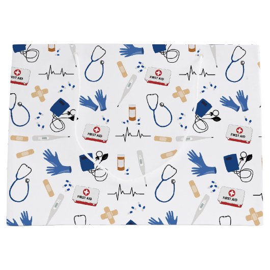 医モダン医ナースパターン ラージペーパーバッグ (正面)