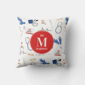 医モダン医ナース模様モノグラム クッション (裏面)