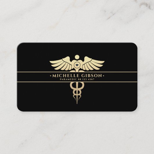 医モダン医モノグラムカドゥセウス黒金ゴールド 名刺