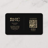 医モダン医モノグラムカドゥセウス黒金ゴールド 名刺 (裏面)