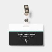 医モダン療病院スタッフ名 バッジ (裏面 （クリップ付）)