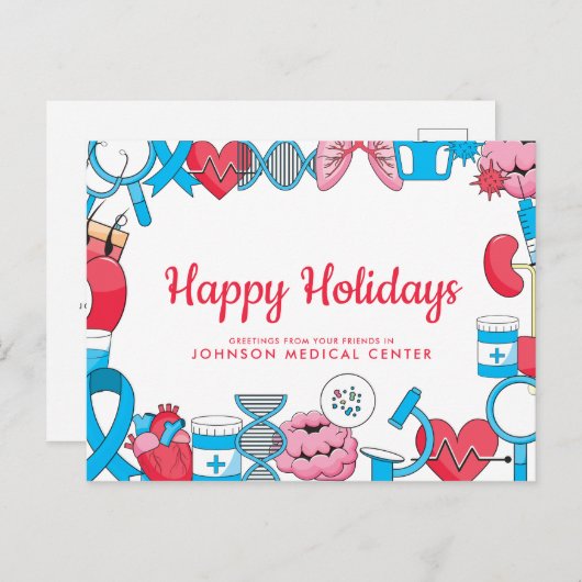 医モダン療 |医師の休暇中の挨拶 ポストカード (正面/裏面)