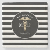 医モダン者MDグレー卒業パーソナライズされた ストーンコースター (正面)