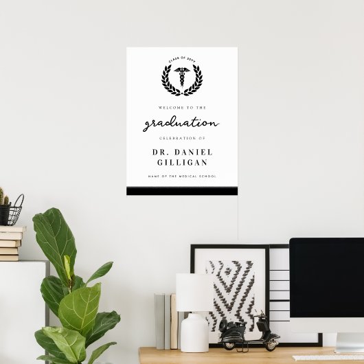 医大エレガント学卒業ウェルカムサイン ポスター (ホームオフィス)