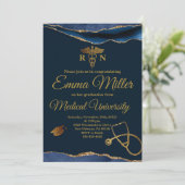 医大ネイビーブルー金ゴールド卒業 招待状 (スタンド正面)