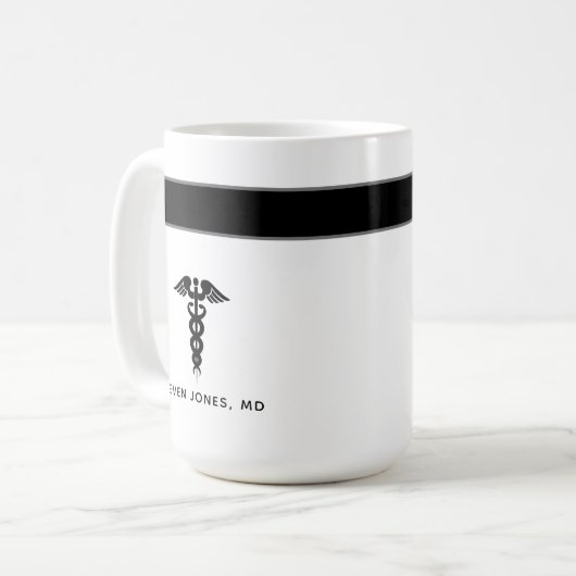 医大卒業医白黒名 コーヒーマグカップ (正面左)