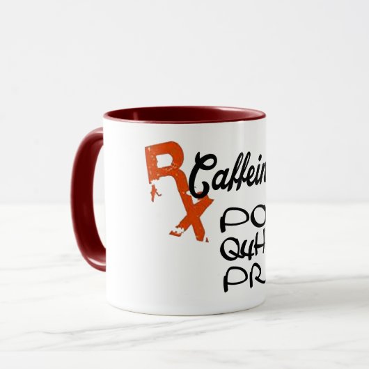 医学のしゃれのおもしろいなカフェインPO Q4H PRNのマグのデザイン マグカップ (正面左)