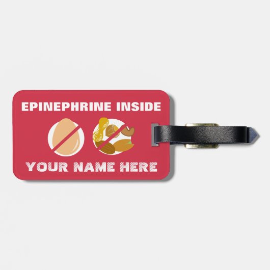 医学のキットのための卵およびナットのアレルギー警報鮫 ラゲッジタグ (裏面横)