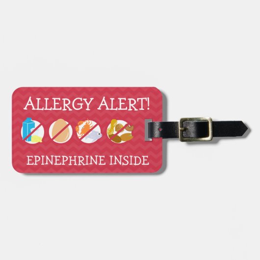 医学のキットのための多数の食物アレルギー警報ラベル ラゲッジタグ (正面横)