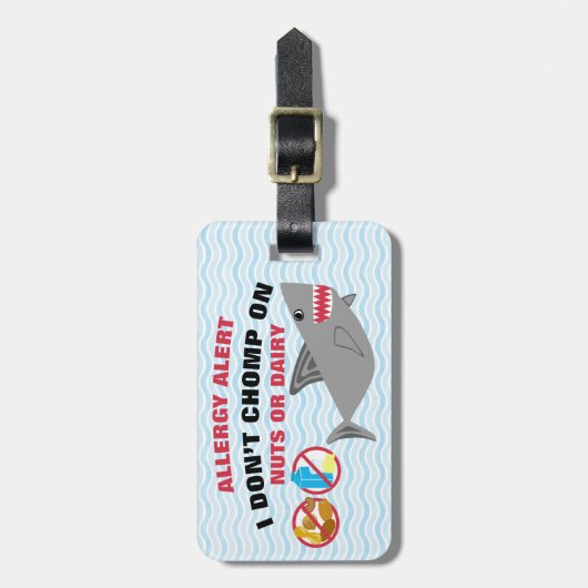 医学のキットのための酪農場およびナットのアレルギー警報鮫 ラゲッジタグ (正面縦)