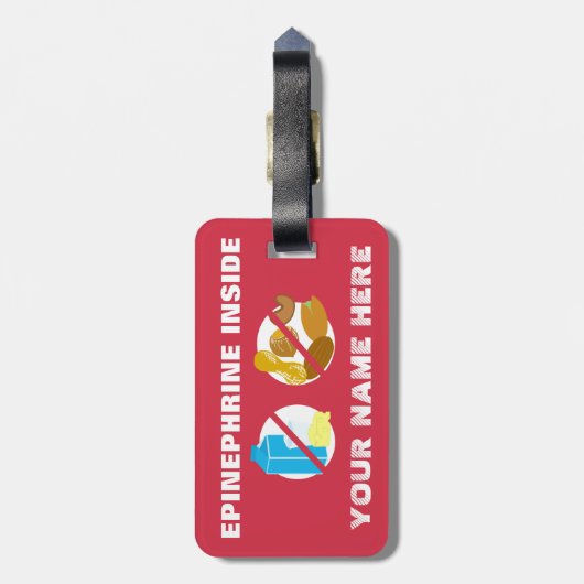 医学のキットのための酪農場およびナットのアレルギー警報鮫 ラゲッジタグ (裏面縦)