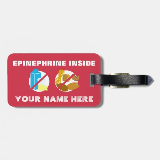 医学のキットのための酪農場およびナットのアレルギー警報鮫 ラゲッジタグ (裏面横)