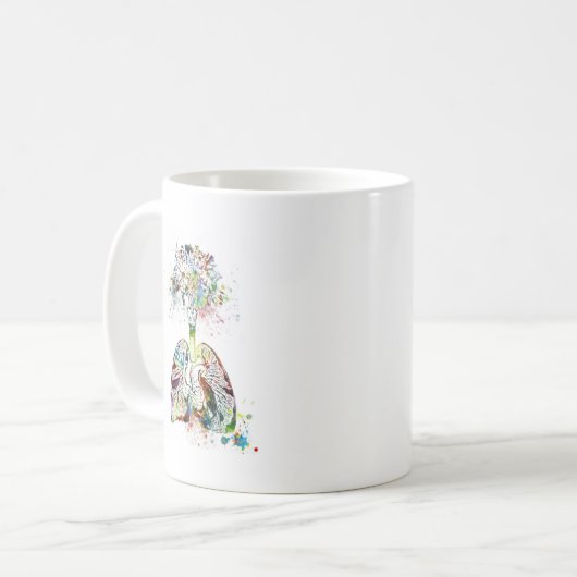 医学のギフトのハートおよび肺モチーフ コーヒーマグカップ (正面左)