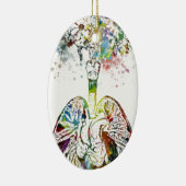 医学のギフトのハートおよび肺モチーフ セラミックオーナメント (右)