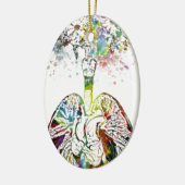 医学のギフトのハートおよび肺モチーフ セラミックオーナメント (左)