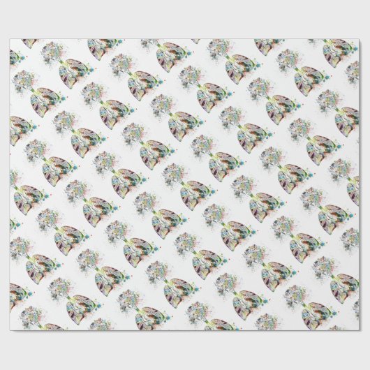 医学のギフトのハートおよび肺モチーフ ラッピングペーパー (フラット)