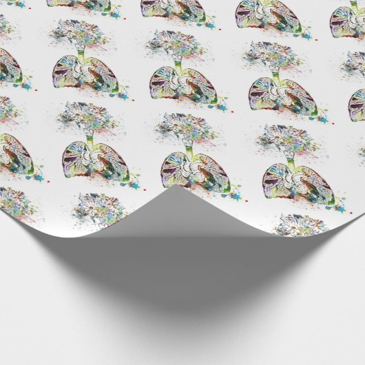 医学のギフトのハートおよび肺モチーフ ラッピングペーパー (角)